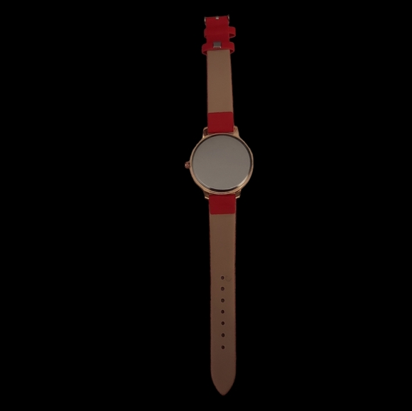 Red Faux Leather Strap Watch - Picture 2 of 11